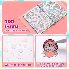Reusable Sticker Album with 100 Sheets, Collecting Book with Pockets, A5