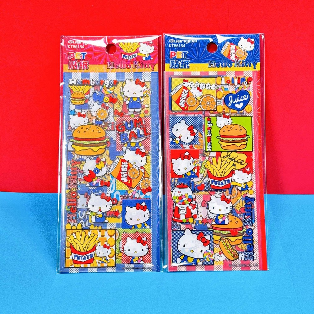 2 Sets Hello Kitty Burger Fries – Sanrio – Tropical Summer – 8 Sticker Sheets