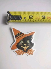 Lot Of 9 Stickers Halloween Pumpkins Black Cats Bats Witches Spooky
