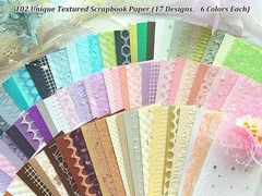 102 Unique Textured Scrapbook Papers & Mesh Fabric Sheets(17 Designs × 6 Colors