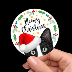 Tuxedo Cat Christmas Stickers