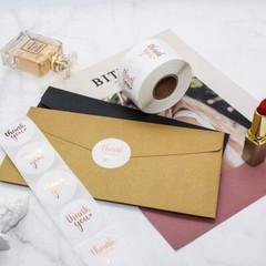 1.5Inch Thank You Stickers Roll 500 Pcs Rose Gold Thank You Stickers Lables Tags