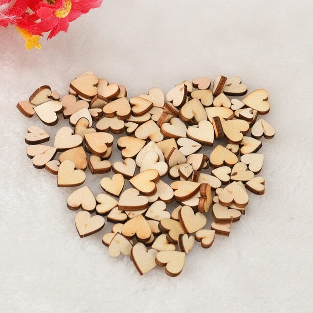Small Wooden Mixed Hearts 6mm, 8mm, 10mm & 12mm – 50,100,250,500,1000 Pieces
