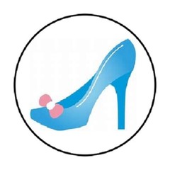 48 CINDERELLA SLIPPERS ENVELOPE SEALS LABELS STICKERS 1.2″ ROUND