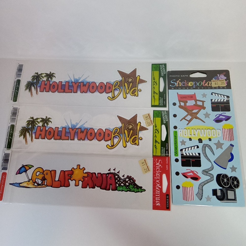 Lot Of 4 Packages Of California Hollywood Movies Film Themed Stickers Scrap Book