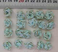 Satin Metallic ROSE Packs 20 CELESTE BLUE with Gold Trim 15-17mm Across VerCFrnt