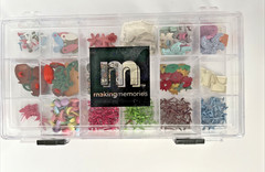 Mixed Lot Of Decorative Scrapbooking Brads Assorted Sizes & Colors W/ Organizer