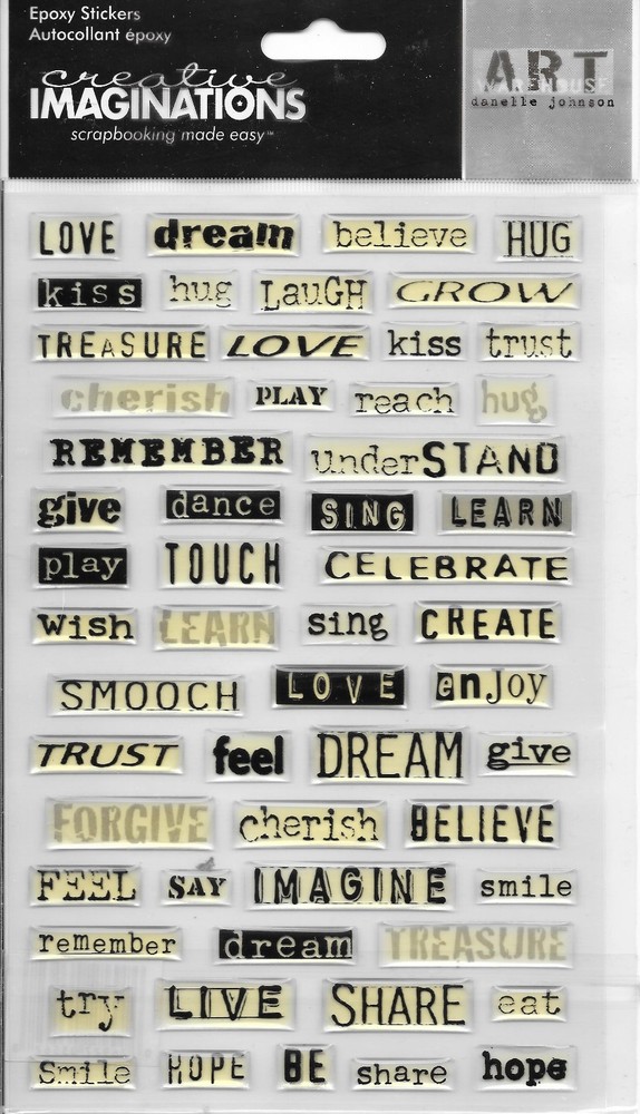 CREATIVE IMAGINATIONS Epoxy Stickers 6×9 Phrases Life Dreams Sayings Emotions