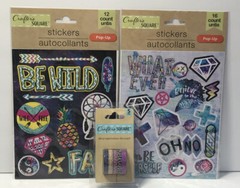 3 Pc Pop Up Be Wild & Whatever Theme Scrapbooking Stickers + Deco Tape Scrapbook