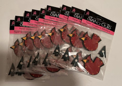 LOT of 9 Vintage Stand Outs Cardinals & Trees Handsewn 3-D Christmas stickers