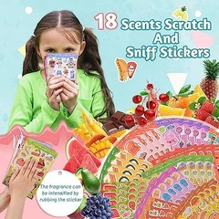 Scented Stickers for Kids – 1500+ Scratch & Sniff Food Theme, 72 Sheets, Classro
