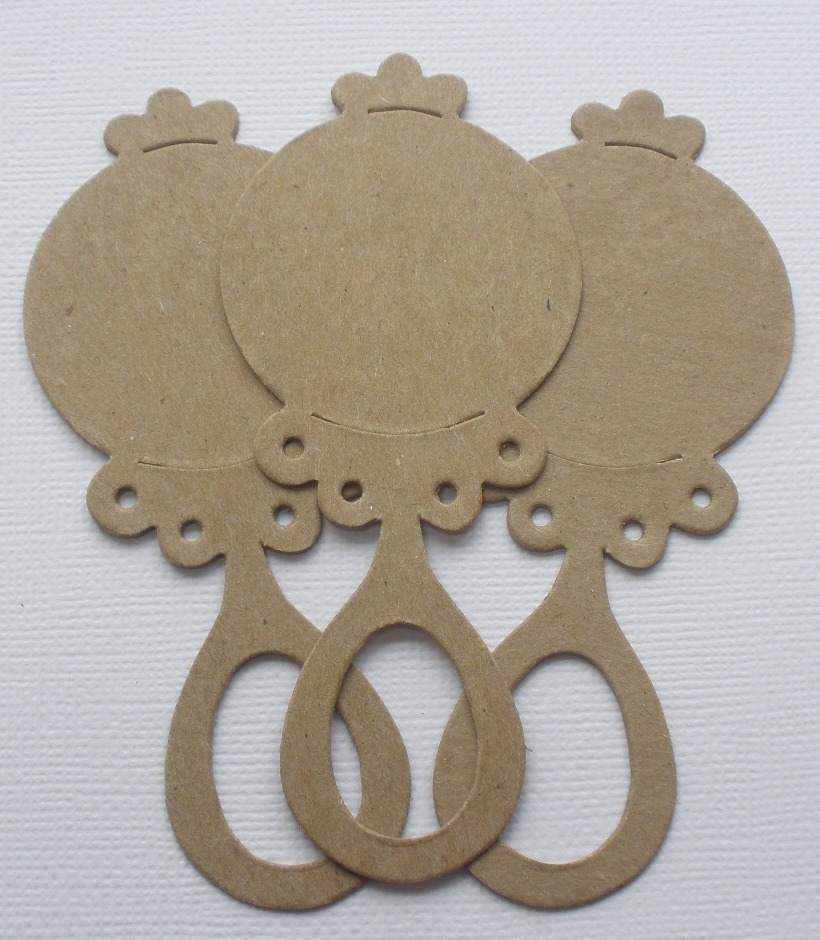 {4} *BABY RATTLE* Infant Unfinished Chipboard Die Cuts — 1 3/4″ x 4″