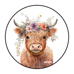 HIGHLAND COW ENVELOPE SEALS STICKERS LABELS TAGS 1.5″ ROUND (30) FLORAL, FLOWERS