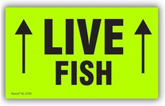 3″ X 5″»Live Fish» Fluorescent Shipping Label Stickers for Shipping and Packing