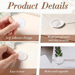 White Wax Seal Stickers – 30 PCs Rose Self Adhesive Envelope Seal Stickers Flora