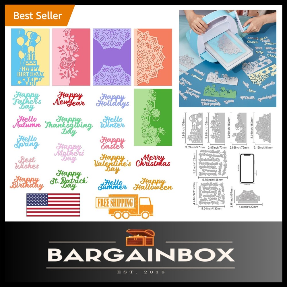 Carbon Steel Die Cut Set: 7 Floral Borders and Festive Fonts for Crafts