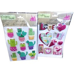 Crafter’s Square Flower Butterfly Garden Cat Cactus Sticker Large Lot 20 Package