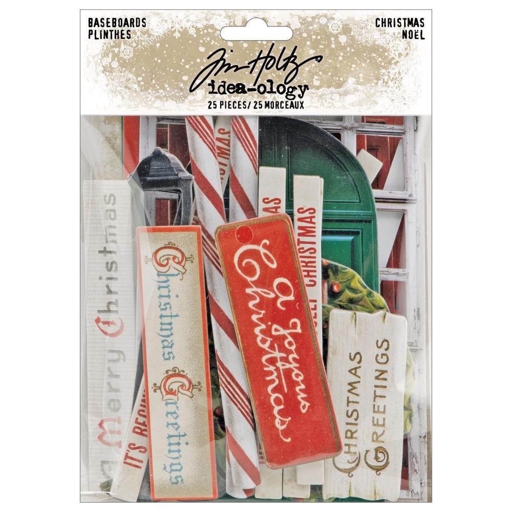 Tim Holtz Idea-ology Christmas Baseboards Green Red Doors Windows Sayings Wreath