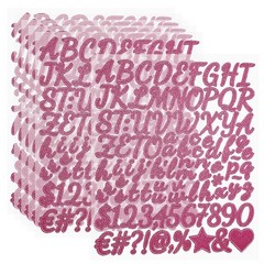 576Pcs 1″ Glitter Letter Stickers, 6Sheets Number Stickers, Rose Red
