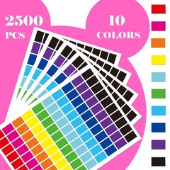 2500Pcs Rectangle Color Coding Labels 1/2 x 3/4 Inch 10 Colors For Organization