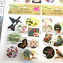 Crafters Square Sticker LOT Vintage Birds Butterflies Floral Mason Jar Labels