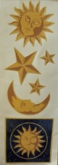 SUN,MOON & STARS Removable,Reusable & Washable Stickers(6pc)Textured•Card Making