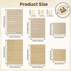 EORTA 6 Sheets 4.5mm Alphabet Number Stickers Mini Letters 4.5mm, Gold/Silver