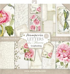 Stamperia Intl Letters & Flowers Double Sided Paper Pad (10/Pack), 12″ x 12″,…
