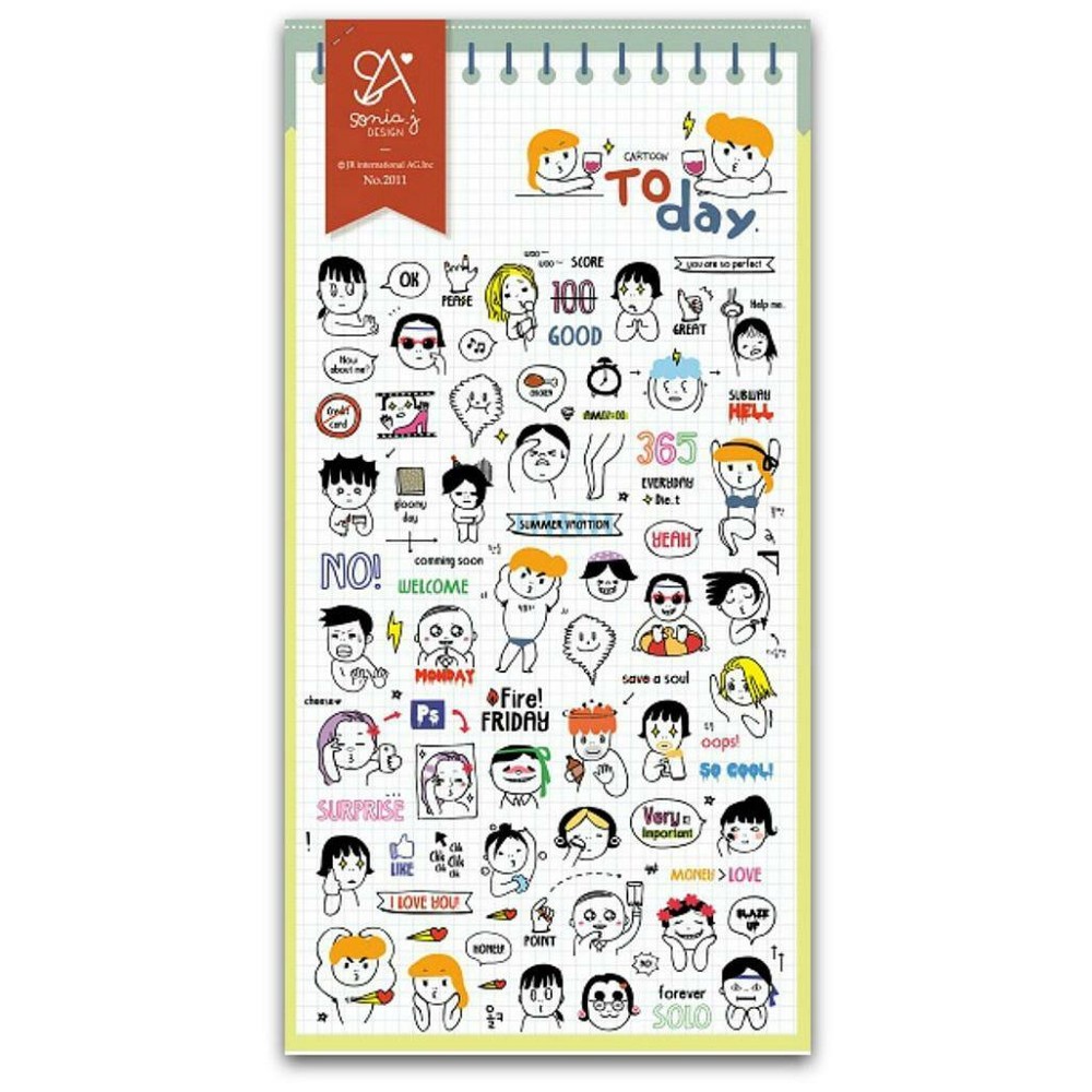 CUTE TODAY STICKERS People Daily Activity Clear PVC Sticker Sheet Craft Diary