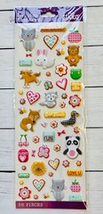 56 Love Animals Puffy Stickers Planner Supply Papercraft DIY Crafts Scrapbook