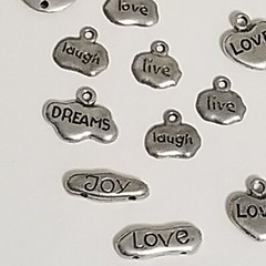 Lot Silver Tone Metal Inspiration Word Charm Love Live Dream Laugh Joy Believe-A