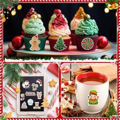 JULBEAR Christmas Foam Sticker, 300Pcs Winter Bulk Colorful Printing Self-Adhesi