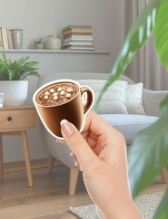 Hot Cocoa Brown Mug Die Cut Vinyl Stickers Set Scrapbooking Laptop Waterbottle