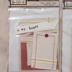 NEW Lot 4 Pkgs Kolette Fabric Tags Love Friendship Journeys Inspirational -B