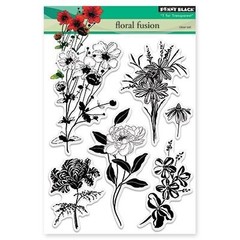 New Penny Black Rubber Stamp Set Spring FLORAL FUSION flower clear free USA ship