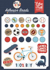 1 Pack of Echo Park Paper ALL BOY Adhesive Decorative Brads
