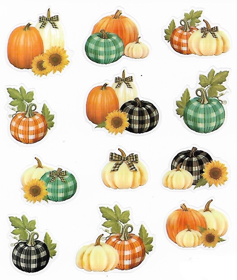 Fall Autumn Plaid Patchwork Pumpkin Scrapbook Craft Stickers