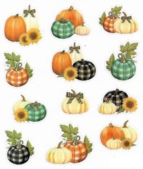 Fall Autumn Plaid Patchwork Pumpkin Scrapbook Craft Stickers
