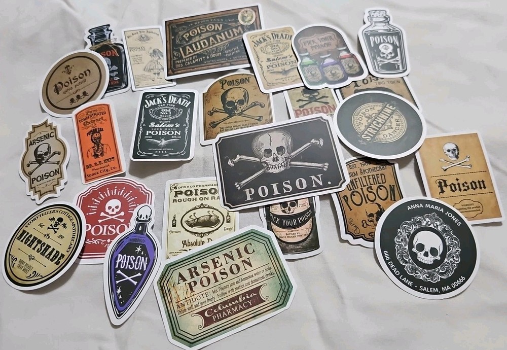 Lot Of Halloween Potion Bottle Label Stickers Journal Collage Apothacary Book