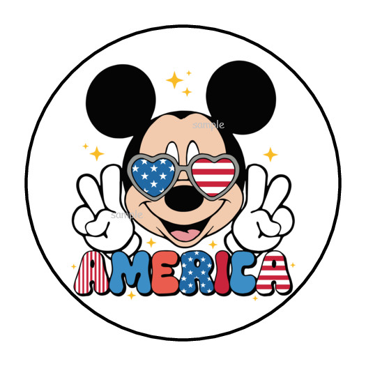 MICKEY MOUSE 4TH OF JULY ENVELOPE SEALS STICKERS LABELS 1.5″ (30) DISNEY