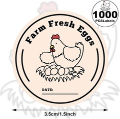 1000 Pcs Farm Fresh Eggs Washed Carton Labels 1.5 Inch Round inch