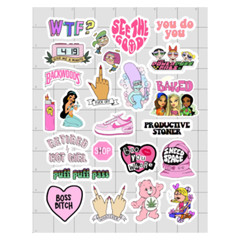 Stoner Girl 420 Boss Babe Pretty Pink Baked Princess Weed Smoker Stickers Glossy