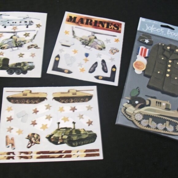 Army/Marines scrapbooking stickers Creative Memories- & 1 pkg Jolee’s Army