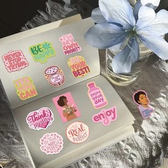 50 Pcs Inspirational Quote Stickers Waterproof PVC Decals for Journal Phone Case