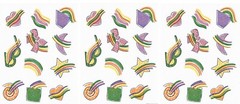 3 Sheets Vintage RAINBOW Heart Star Bow Gibson Greetings 1991 Stickers!