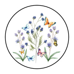 30 WILDFLOWERS AND BUTTERFLIES STICKERS ENVELOPE SEALS LABELS 1.5″ ROUND