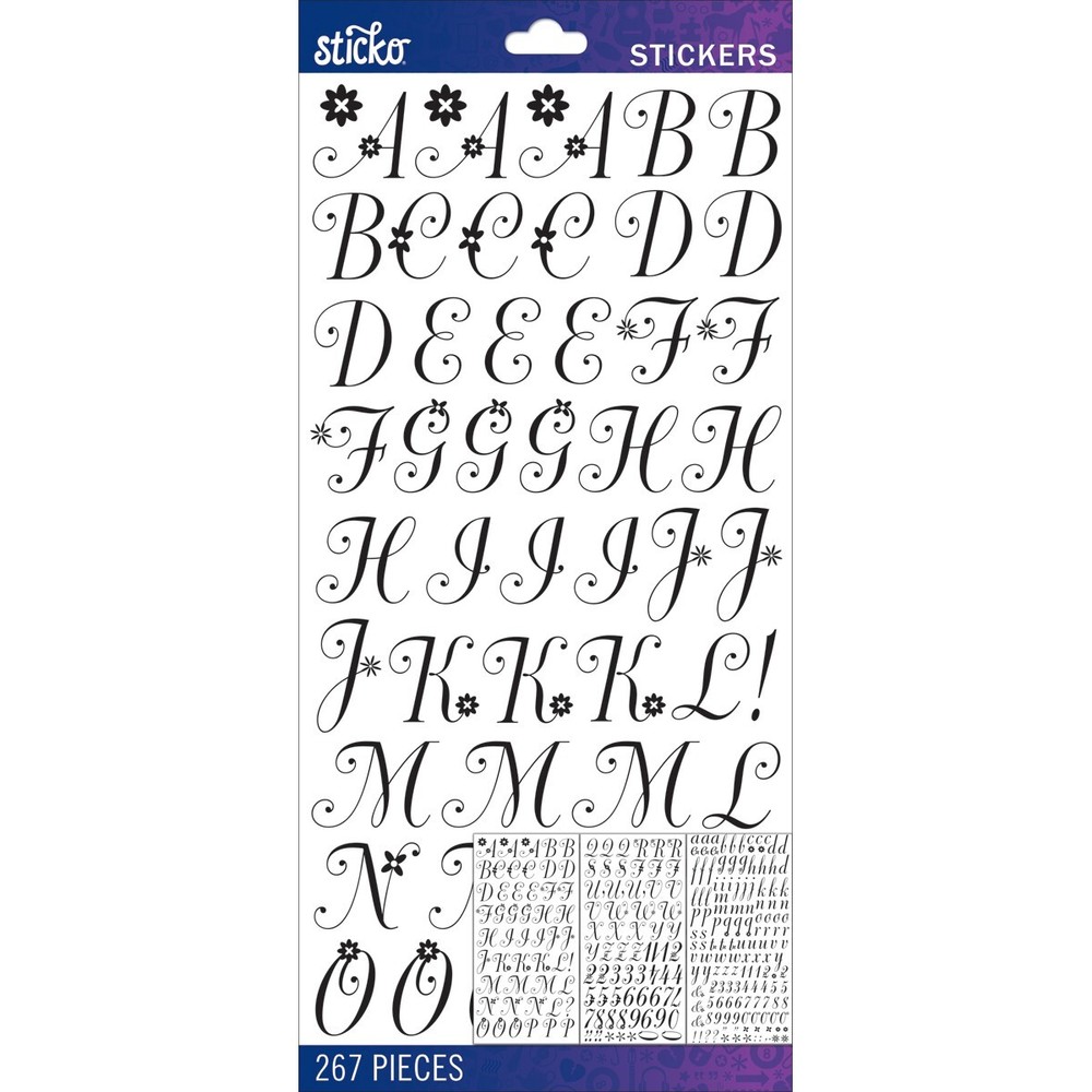 STICKO ALPHABET STICKERS – BLACK DORCHESTER – MEDIUM – Approx 21mm – 3 SHEETS