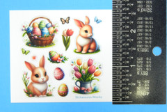 Easter Bunnies, Basket Of Eggs & Tulips Mini Stickers Sheet