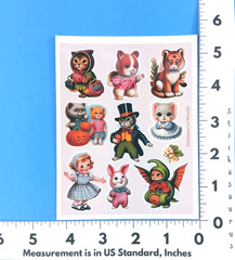 Retro Vintage Kitsch Style Animals Sticker Sheet