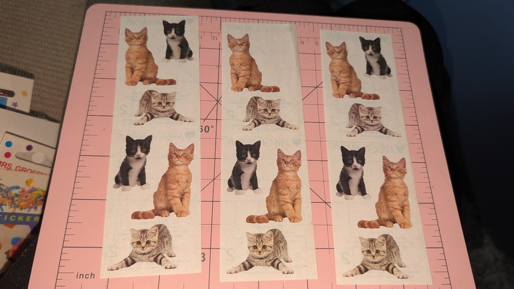 Mrs Grossman’s Stickers Adorable Kittens Cats 3 Strips (2 Full/1 Partial)